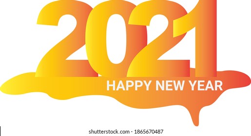 Happy New Year 2021, Mango Color,  Design logo Pattern, Celebration text graphics, design template, card, banner, poster