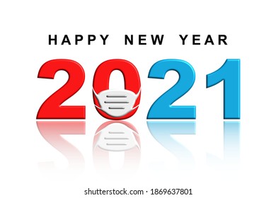 Happy new year 2021 with medical mask