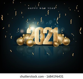 Happy new year 2021. Merry Christmas and Happy New Year holiday symbol template. Chinese new year, year of the ox