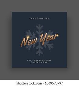 Happy New Year 2021 and Merry Christmas stories template for social media. Vector illustration with gold lettering for flyer, banner or invitation card.