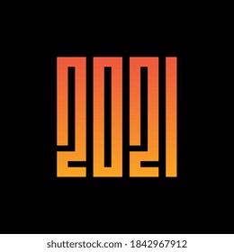 Happy new year 2021, minimal style numbers typography - Vector