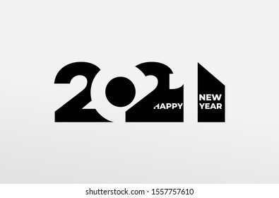 Happy New Year 2021 modern logo text design. Cover of business diary for 2021 with wishes. Brochure design template, card, banner. Vector illustration. Isolated on white background.