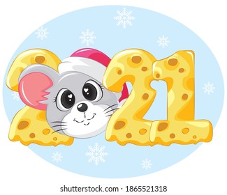 Happy New Year 2021. happy new year 2021 with mouse and cheese