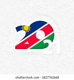 Happy New Year 2021 for Namibia on snowflake background. Greeting Namibia with new 2021 year.