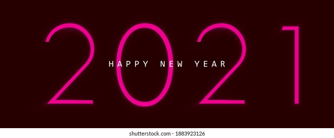 Happy New Year 2021 neon design greeting card banner