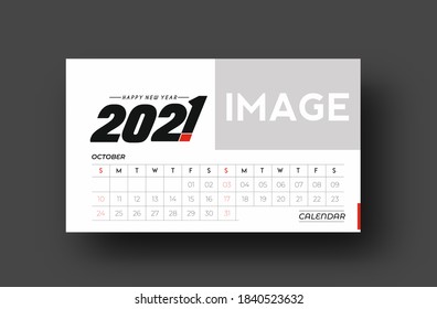 Happy new year 2021 October Calendar - New Year Holiday design elements for holiday cards, calendar banner poster for decorations, Vector Illustration Background.