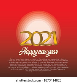 Happy new year 2021 on red background