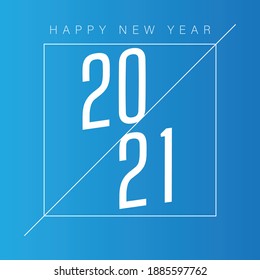 Happy New Year 2021 on blue background 