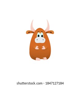 Happy New Year 2021 year of the ox. Cute Cartoon Bul, Zodiac sign for greetings card, flyers, invitation, posters, brochure, banners, calendar.