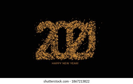 Happy New Year 2021 Particle Text Typography Design Banner Poster, Vector illustration.