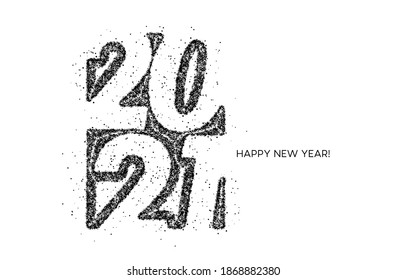 Happy New Year 2021 Particle Text Typography Design Banner Poster, Vector illustration.