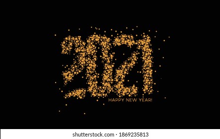 Happy New Year 2021 Particle Text Typography Design Banner Poster, Vector illustration.