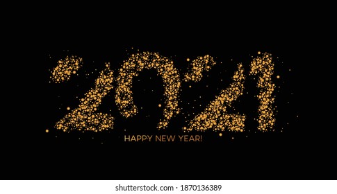 Happy New Year 2021 Particle Text Typography Design Banner Poster, Vector illustration.