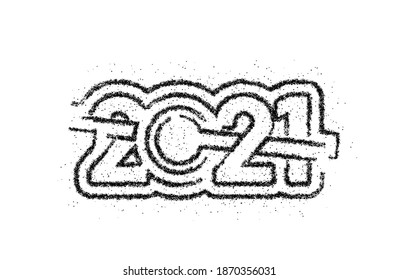 Happy New Year 2021 Particle Text Typography Design Banner Poster, Vector illustration.