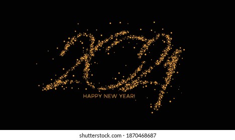 Happy New Year 2021 Particle Text Typography Design Banner Poster, Vector illustration.