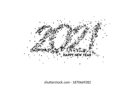 Happy New Year 2021 Particle Text Typography Design Banner Poster, Vector illustration.