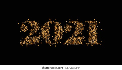 Happy New Year 2021 Particle Text Typography Design Banner Poster, Vector illustration.