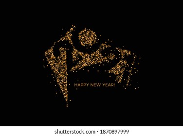 Happy New Year 2021 Particle Text Typography Design Banner Poster, Vector illustration.