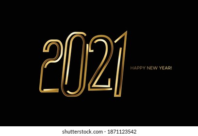 Happy New Year 2021 Particle Text Typography Design Banner Poster, Vector illustration.