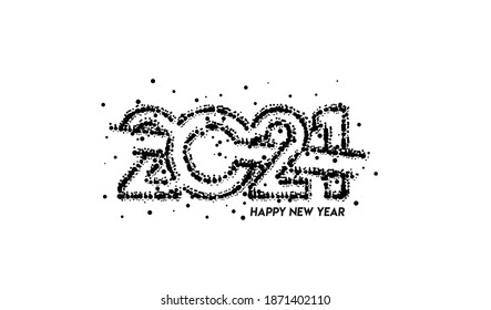 Happy New Year 2021 Particle Text Typography Design Banner Poster, Vector illustration.