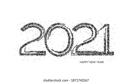 Happy New Year 2021 Particle Text Typography Design Banner Poster, Vector illustration.
