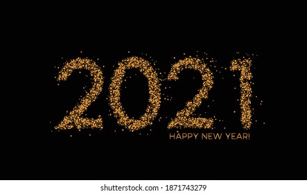 Happy New Year 2021 Particle Text Typography Design Banner Poster, Vector illustration.