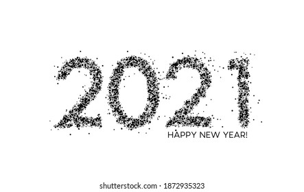 Happy New Year 2021 Particle Text Typography Design Banner Poster, Vector illustration.