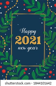 Happy new year 2021 poster dark background