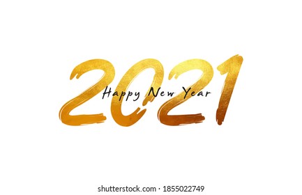 Happy New Year 2021 script text hand lettering. Design template Celebration typography poster, banner or greeting card. Vector Illustration