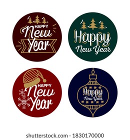 Happy new year 2021 seal stamps design, Welcome celebrate and greeting theme Vector illustration