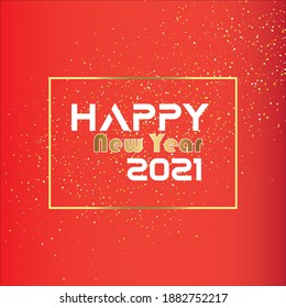  happy new year 2021 shiny golden color on a red background. with white and gulden color font