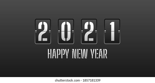 Happy new year 2021. with silver flip clock digits style design. Vector Illustration