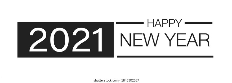 Happy New Year 2021 , simpl logo with text .Vector icon isolated on white background . Merry Christmas calendar logotype . 10 eps