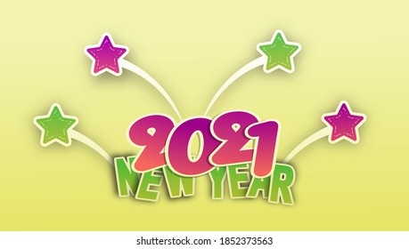 feliz año nuevo 2021 con un diseño sencillo y un color suave