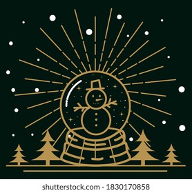 Happy new year 2021 with snowman in sphere design, Welcome celebrate and greeting theme Vector illustration