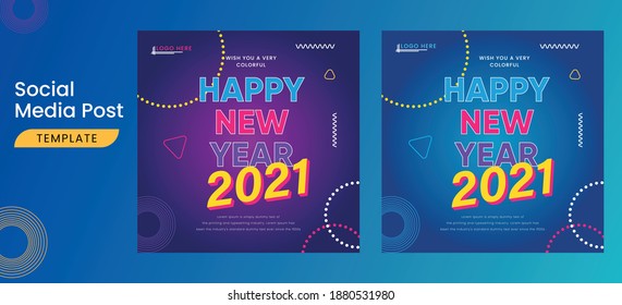 Happy New Year 2021 Social media post template. Merry Christmas and Happy New Year holiday symbol template. Chinese new year, year of the ox