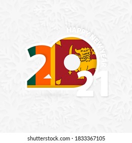 Happy New Year 2021 for Sri Lanka on snowflake background. Greeting Sri Lanka with new 2021 year.