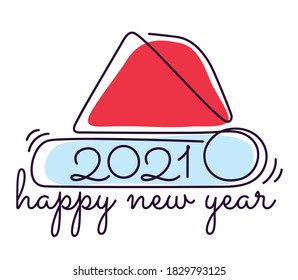Happy new year 2021. stylized Santa Claus hat