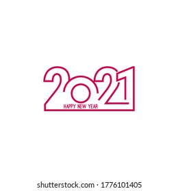 Happy new year 2021 template text design. Vector banner for flyer, brochure, booklet, greeting card.