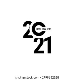 Happy new year 2021 template text design. Vector banner for flyer, brochure, booklet, greeting card.