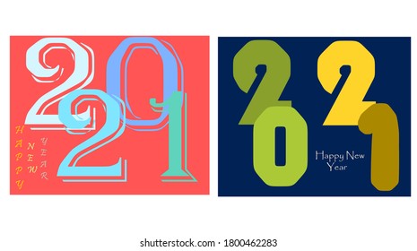 Happy new year 2021 template. Design for calendar, greeting cards, brochure or print.
