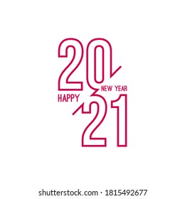Happy new year 2021 template text design. Vector banner for flyer, brochure, booklet, greeting card.