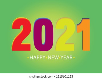 Happy new year 2021 template. Design for banner, greeting cards, brochure or print. Vector illustration.