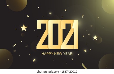 Happy New Year 2021. Template for holiday greeting card, invitation, and banner. Holiday vector illustration. Eps10 vector