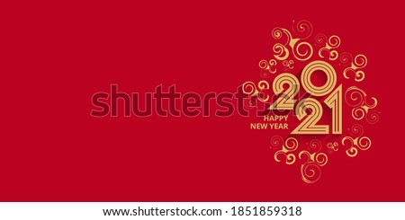 Happy new year 2021 template banner background with gold and red color