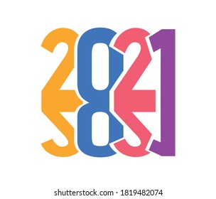 Happy new year 2021 template.2021 vector text design.