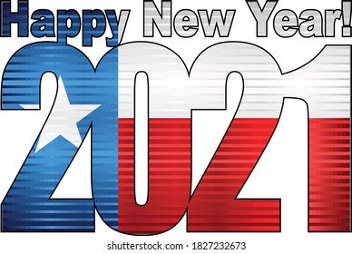 Happy New Year 2021 with Texas flag inside - Illustration