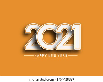 Happy New Year 2021 Text Typography Design Patter, Vector illustration.