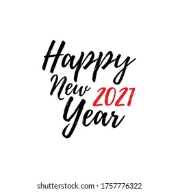 happy new year 2021 text vector red, black