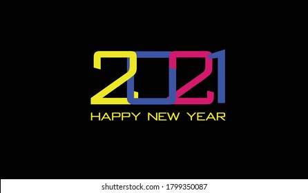 happy new year 2021 text vector